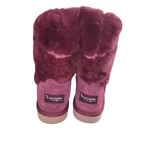 Koolaburra by UGG NIB Suede Faux Fur Short Boots - Dezi Zinfandel Size 7 - Picture 4 of 7